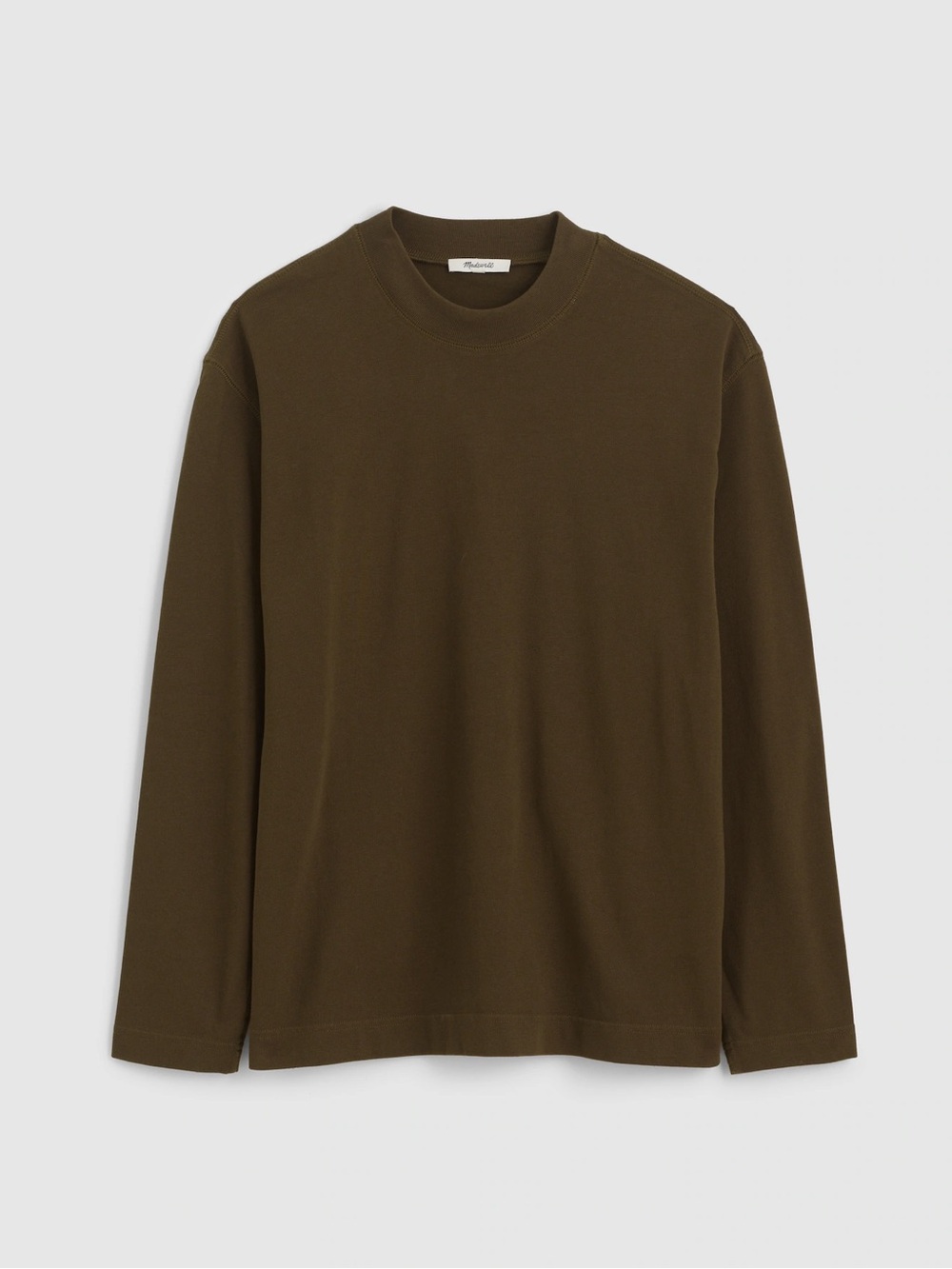 NWT Madewell Men’s Heavyweight Olive Long-Sleeve Mockneck Tee